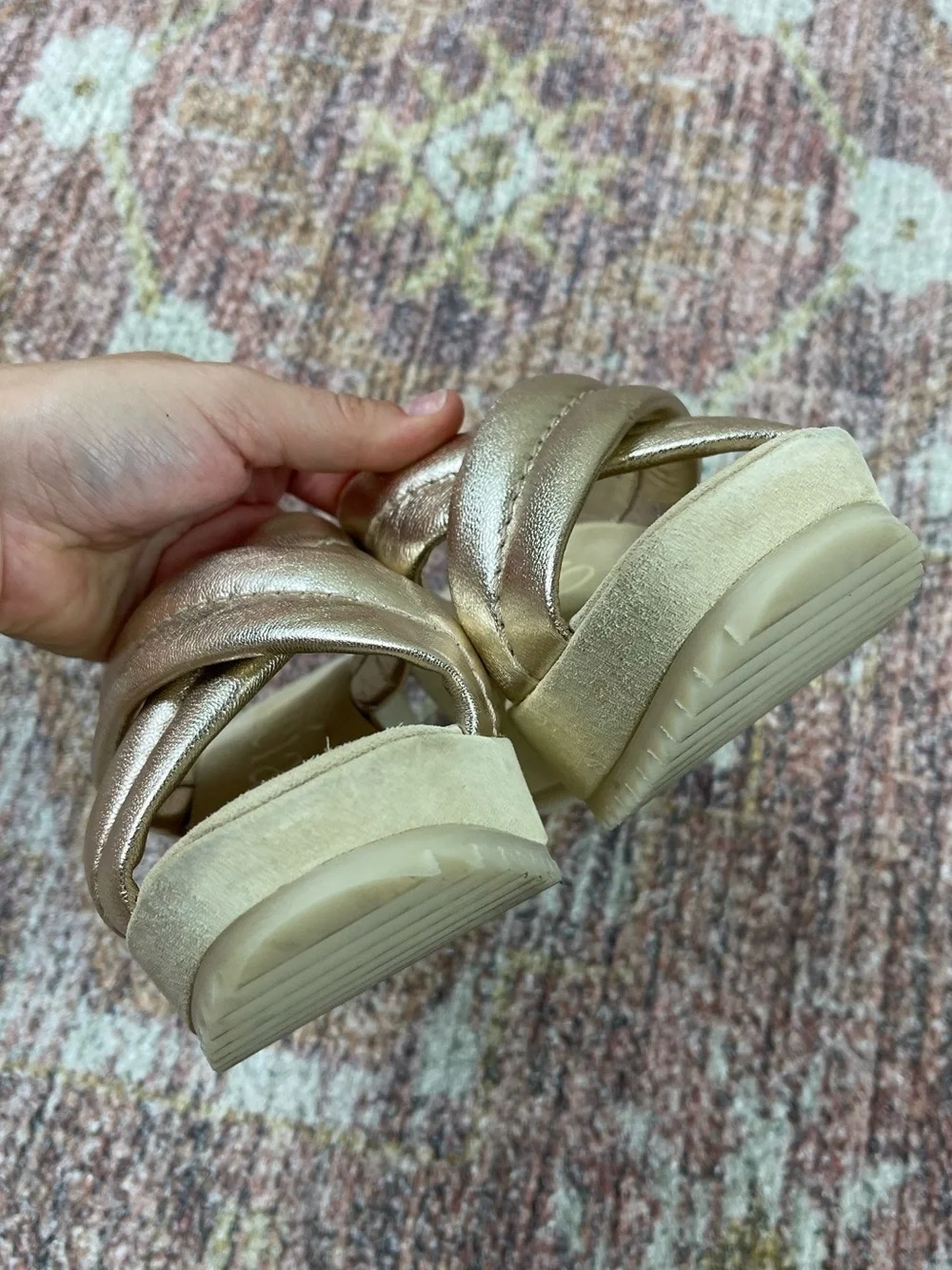 Pedro Garcia Florina Metallic Crisscross Platform Sandals Suede Size 41 US 10.5